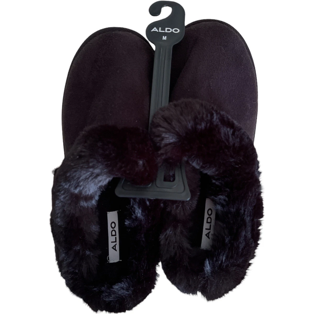 Women s Slippers ALDO WEIDIA Faux Fur Black Size M eBay