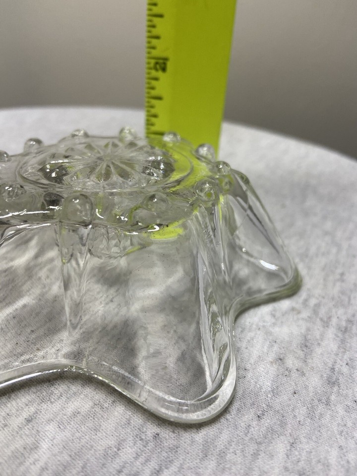 Vintage Clear Glass 6point Star Or Flower Shaped Taper Candle Stick