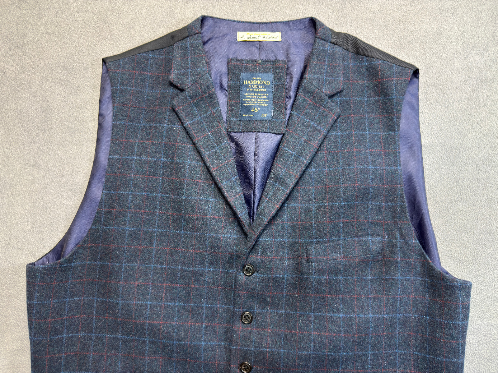 Hammond & CO. blue vest waistcoat mens size 48'' image 9
