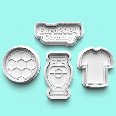 Ausstecher Fondant Stempel Euro Fußball 2024 Geburtstag Party Backen 4er Set
