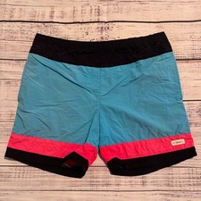 Vintage Stubbies Shorts Lined Swim Trunks Made in USA 90s Blue Men's Size 34 XL