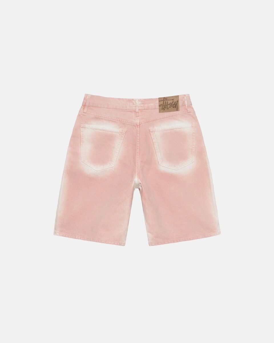 Stussy Spray Dye Denim Big Ol' Shorts Jorts Faded Pink Stussy Spray Dye Denim Big Ol' Shorts Jorts Faded Pink