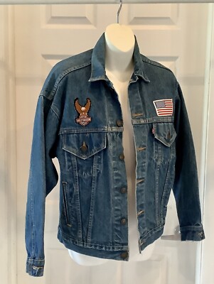 Harley Davidson American Flag Levi's Jean Denim Jacket 70507-0214 Extra Small