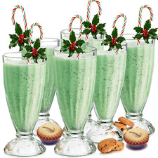 6x Milkshake Glasses Knickerbocker Glory Dessert Ice Cream Sundae American 340ml