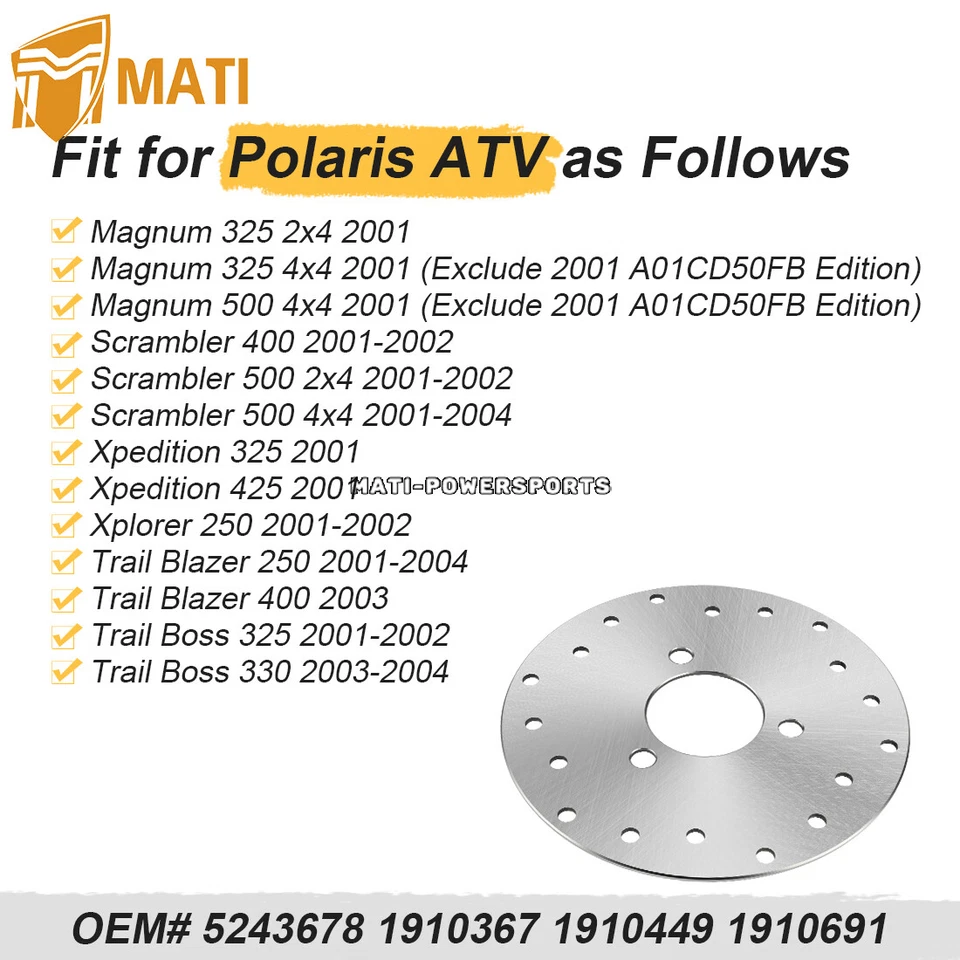 Rear Brake Disc Rotor for Polaris Trail Blazer 250 400 2001 2002 2003 2004 ATV - Image 4 of 4