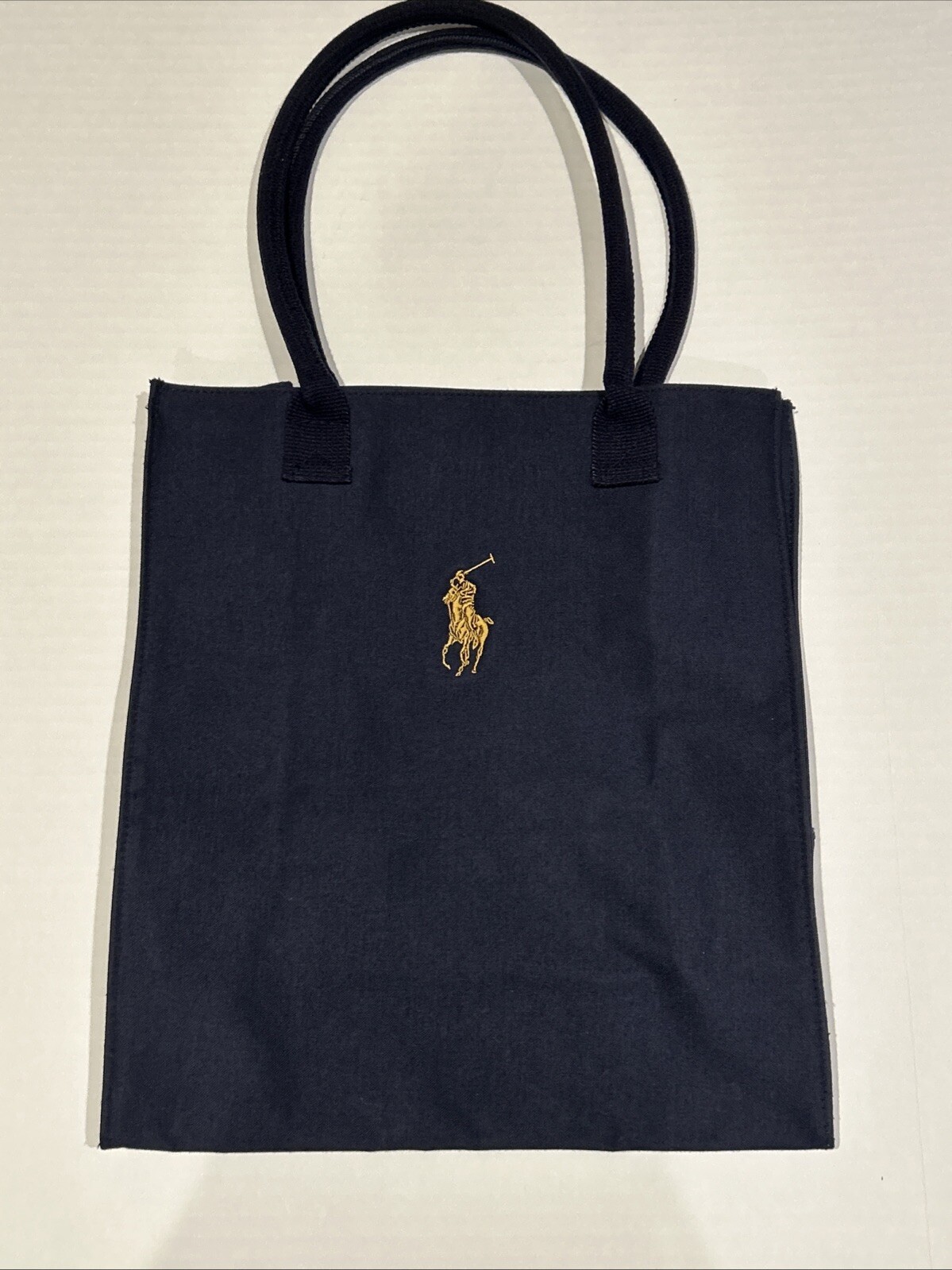 Borsa vintage Polo Ralph Lauren gialla ricamata blu pony regalo con fragranza