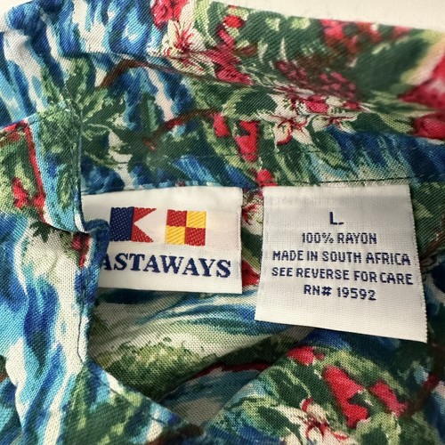 Vtg Castaways Hawaiian Shirt 100% Rayon Floral Aloha 90s Size L NOS - 第 2/5 張圖片