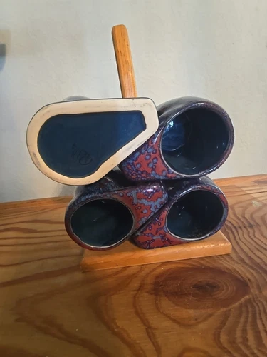 Blue Drip Glaze Stoneware Coffee Cup  Mug Set
