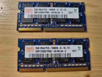 2 x HYNIX 2GB 2Rx8 PC3-10600S-9-10-F2 Arbeitsspeicher