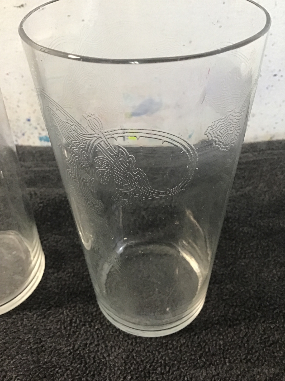 SET OF 4 VINTAGE ETCHED GLASS TUMBLERS Fragile Beverage Cups FLOWER VINE DESIGN eBay