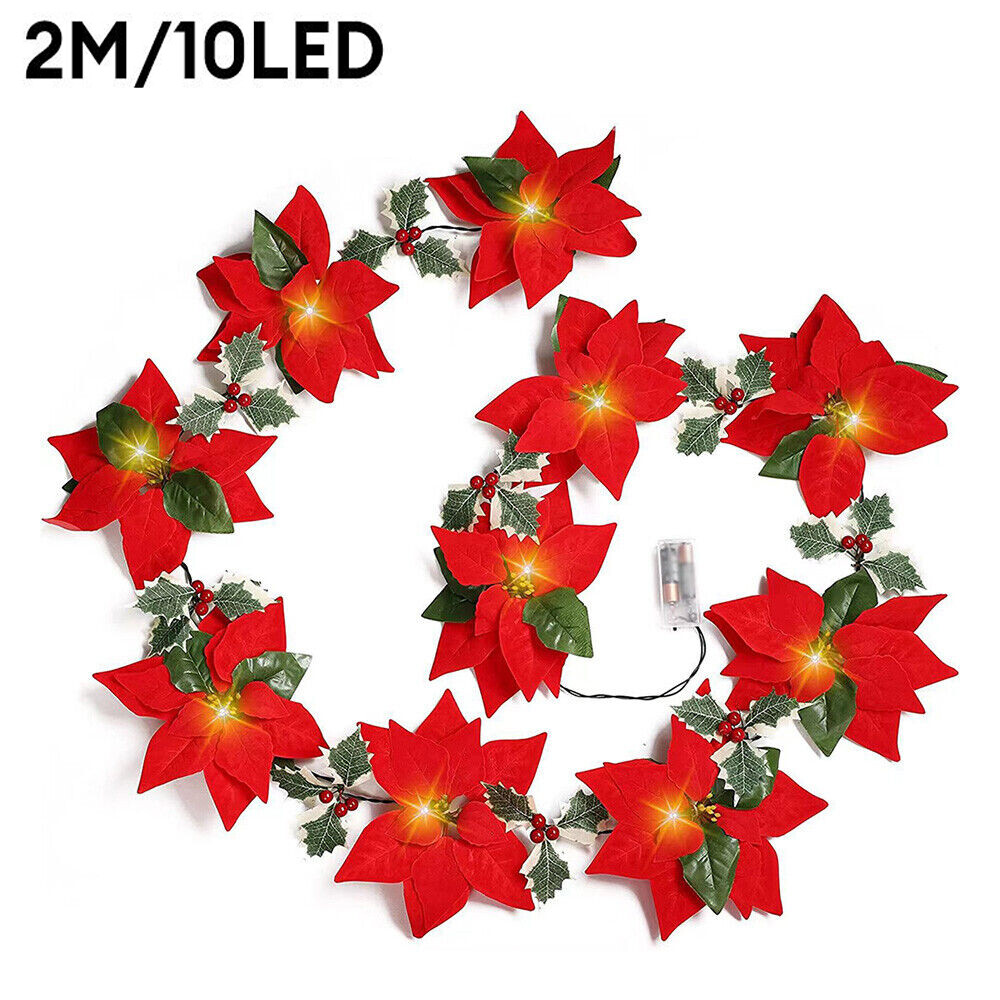 6.5FT Christmas Garland With Lights LED For Door Stairs Outdoor Wreath Decor eBay