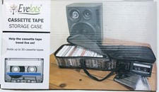 Cassette Tape Storage Case Organize Easy Stow Away Carry Handles Holds 30