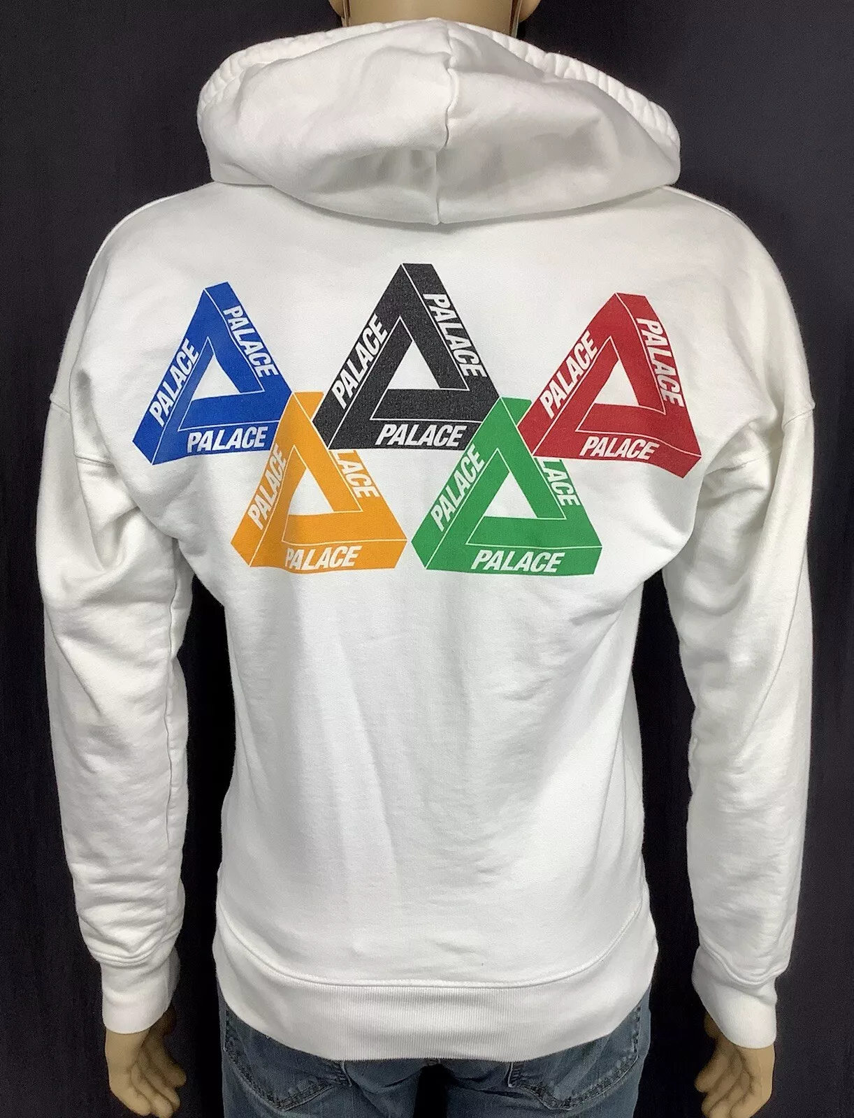 Rare PALACE Authentique OLYMPIC Sweat shirt blanc zippé à capuche fuct supreme S