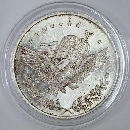 Vintage 1oz .999 Silver Bald Eagle Flag Silver Trade Unit in a Capsule GEM BU