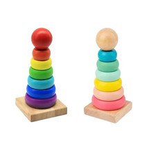 Wooden Stacking Ring Toy Educational Rainbow Baby Stacker