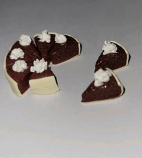 Dollhouse Chocolate Silk Pie Slices Whipped Topping Dessert 8 Pieces
