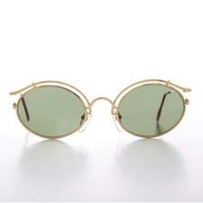 Gold Oval Eyelid Vintage Sunglasses - Cohen