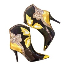 Bota de aguja Jeffrey Campbell Sin embargo Western talla 7,5 malla mariposa