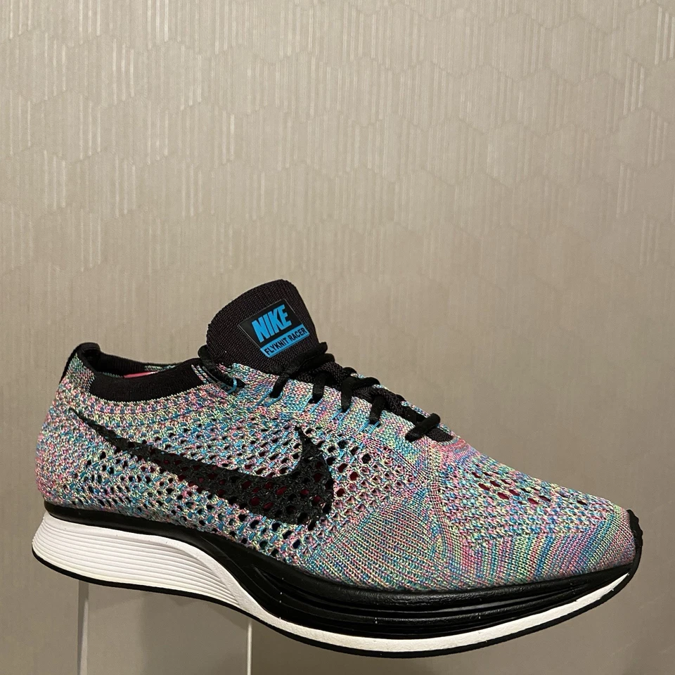 Talla 7- Para mujeres Nike Flyknit Racer 2017 Multicolor 2.0 Zapatos para correr 526628-304 Foto 2 de 4