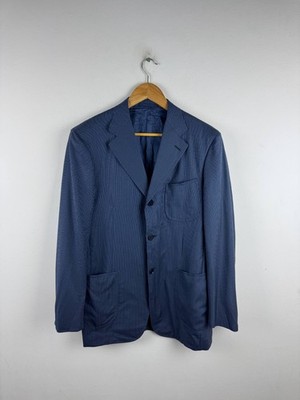 ISAIA Napoli Anzug Blau Nadelstreifen 100% Wolle S120's Gr. 48