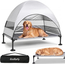 Elevated Dog Bed with Canopy - 3-Sided UV Protection Pet Tent with Wider Shade