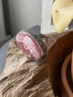 925 Sterling Silver Rhodochrosite Cocktail Ring Sz 8