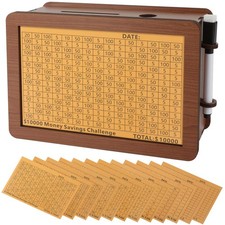 Wooden Cash Money Saving Box,Piggy Bank for Kids  Adults,10000 Savings Challeng