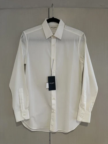 SAINT LAURENT (YSL) Camicia bianca Saint Laurent Hedi Slimane FW14 cotone popeline colletto Yves tg. 37