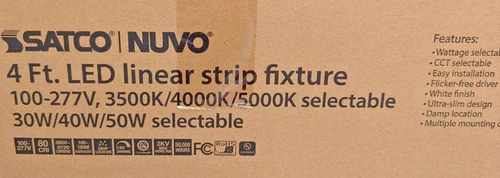 SATCO LIGHTING 4FT 48" LED LINEAR STRIP FIXTURE WHITE CCT WATT SELECTABLE 65-701 - Picture 2 of 5