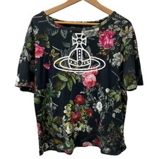 Vivienne Westwood ANGLOMANIA Floral Orb T-Shirt, Size Small, Black Women USED