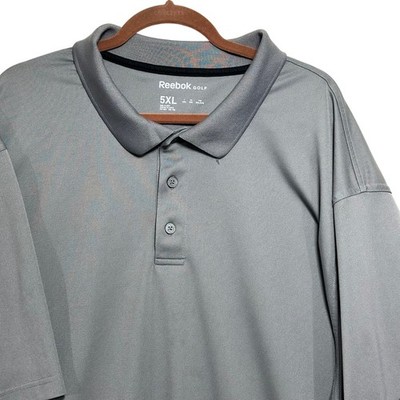 Reebok Golf Mens 5XL Gray Short Sleeve Performance Polo Shirt Solid 100% Poly