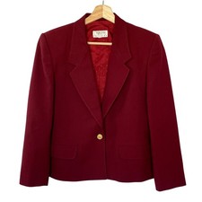 Vintage Talbots 100 pure wool burgundy blazer pad shoulders women 10P old money