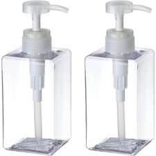 450ml Plastic Soap Dispenser Empty Lotion Pump Bottles Clear 2 Pack for Bathroom