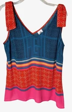 CAbi Top M 5787 Nomad Bow Shoulder Yellow White Pink Multi Tank Sleeveless