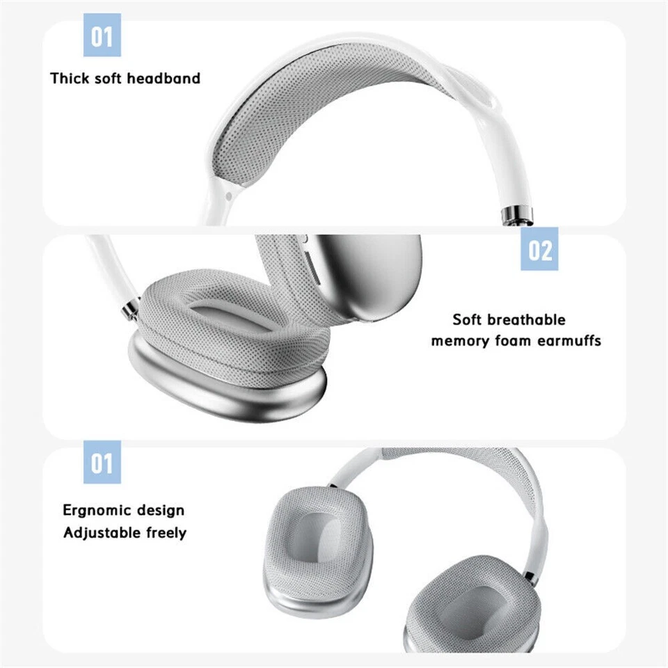 Wireless Bluetooth Headphones Bass Noise Cancelling Stereo Earphones Headset Mic - Image 4 of 4