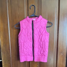 Quilted Pink Girls Sleeveless Vest with Sequin Heart, Zip Closure, Pockets