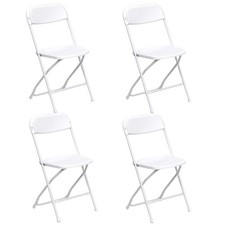 Plastic Folding Chairs White 4 Pack Indoor Outdoor Event Party 700 lb Capacity