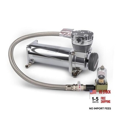 3/8NPT Heavy Duty 200 PSI Air horn Compressor kit with 1/4NPT Converter Silver