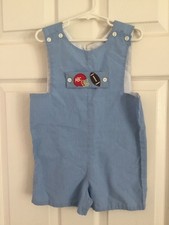 Two Friends Smocked John-John  /Shortall/1pc Outfit Football Sz 4T