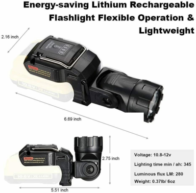 Batteria Sostitutiva 12V MAX Per Torcia DeWalt DCL510, LED Worklight, 280 Lumen, Nuova