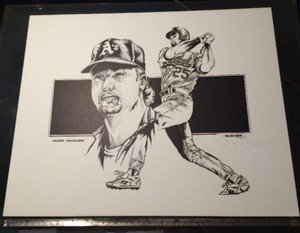Rare Mark McGwire Athletics Oak A's 1992 Lithograph 16x20