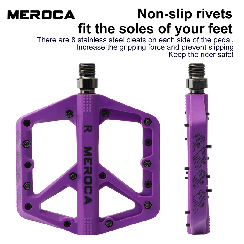 MEROCA 9/16" Bike Pedal MTB Road Bicycle Nylon Sealed Bearing Non-Slip Pedals Foto 4 de 4