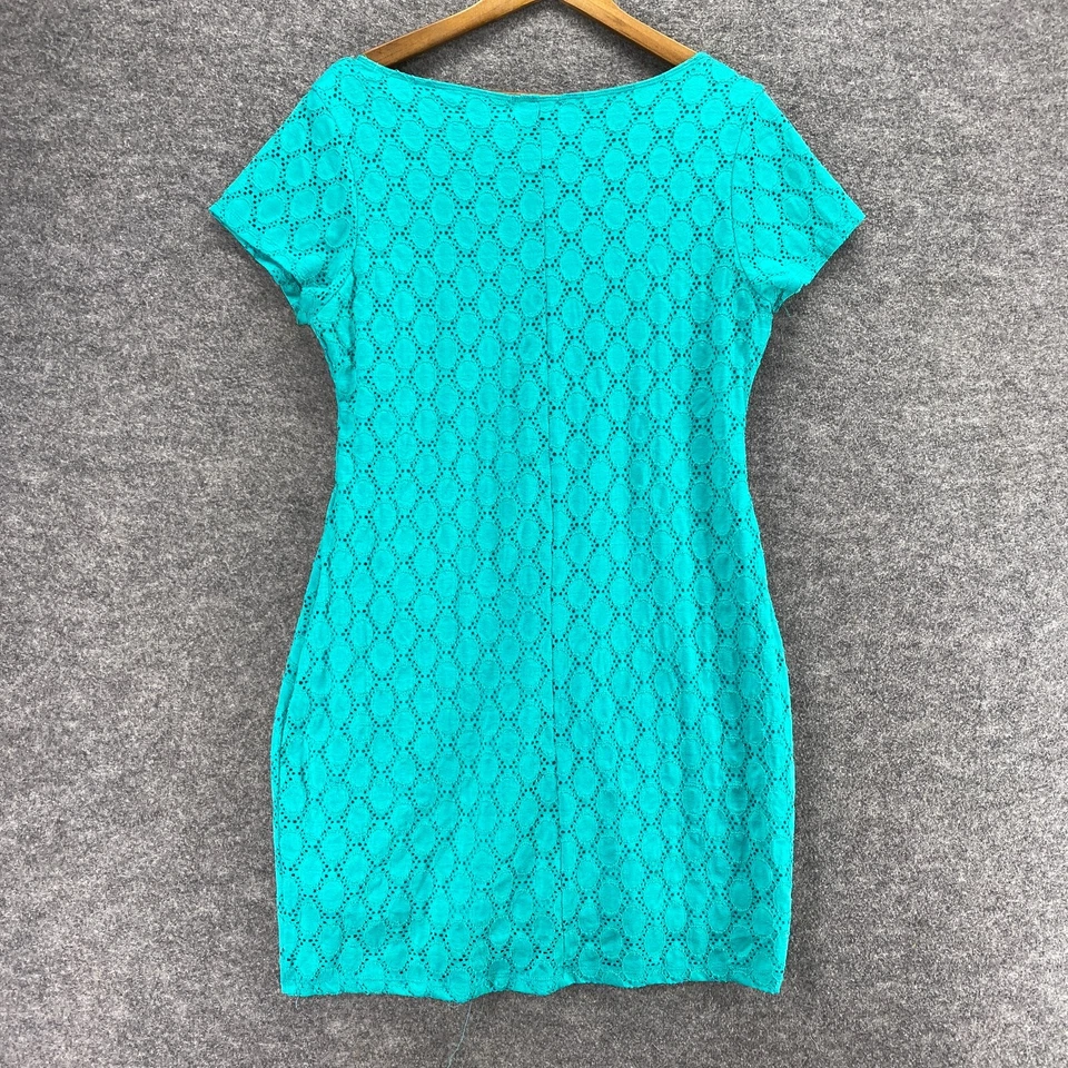 Vestido Isaac Mizrahi Mujer XL Azul Geométrico Crochet Corto Cambio Forrado Informal Foto 2 de 4