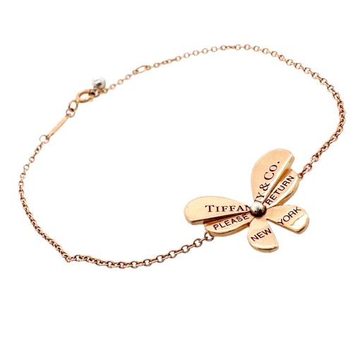 Tiffany & Co LOVE BUGS Butterfly Chain Bracelet 18k Rose Gold & Silver - Picture 2 of 11
