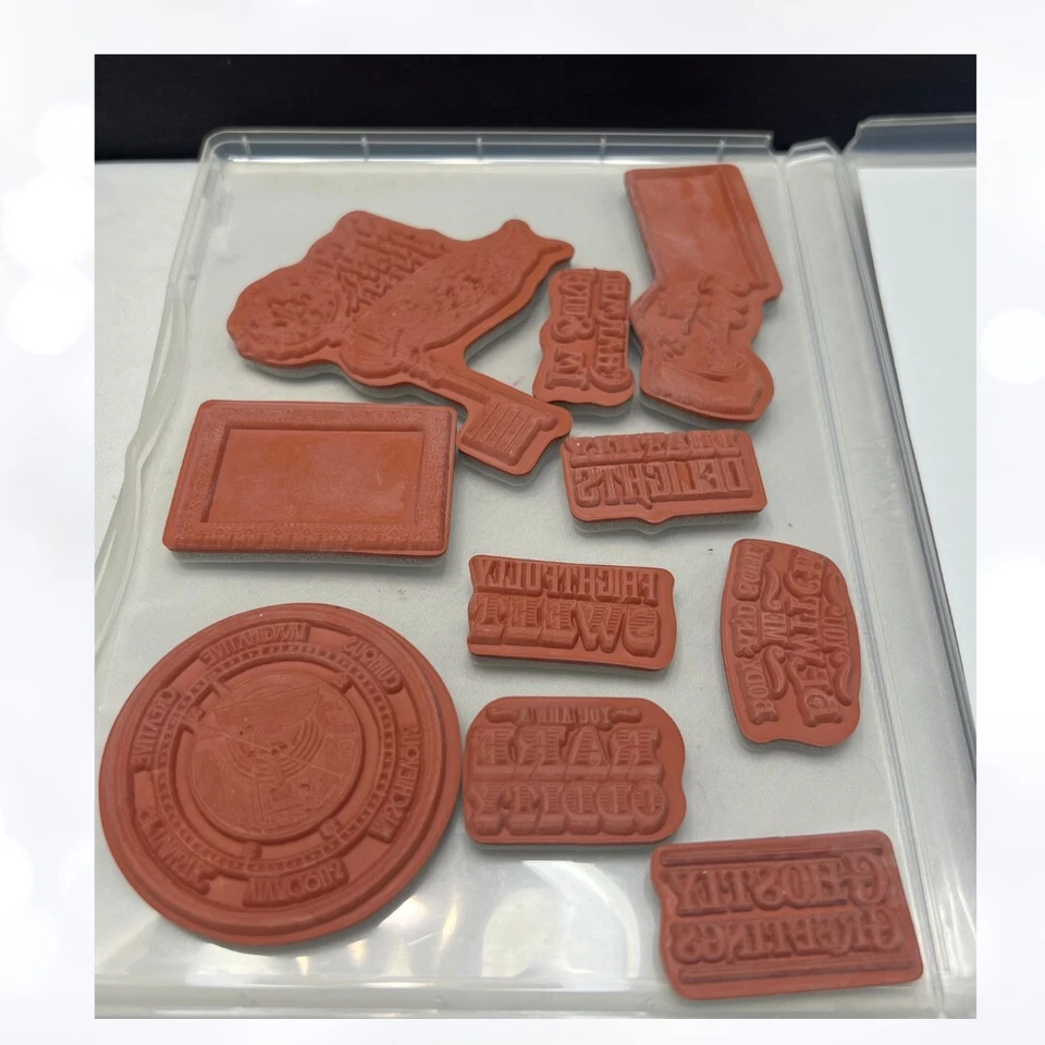 Графический 45 РЕДКИХ СТРАННОСТЕЙ набор 2 Хэллоуин резиновые штампы редкая - Изображение 2 из 2