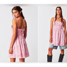 NEW Free People Pink Cherry Print Gabby Dress