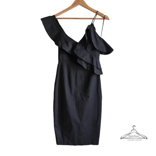 LA MAISON TALULAH Sz XS 6 Black Ruffle Formal Cocktail Pencil Dress NEW - Picture 2 of 4