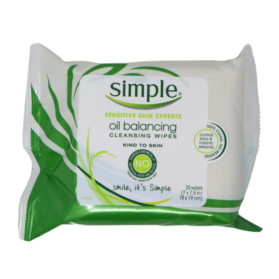 6 Pack - Simple Oil Balancing Cleansing Facial Wipes, 25 Count - Image 3 of 4