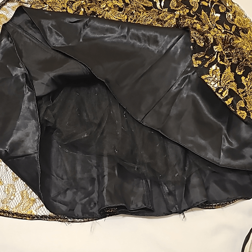 Vintage 80s Jessica McClintock Bridal Black Velvet Gold Metallic Lace Princess 6 - Picture 7 of 10