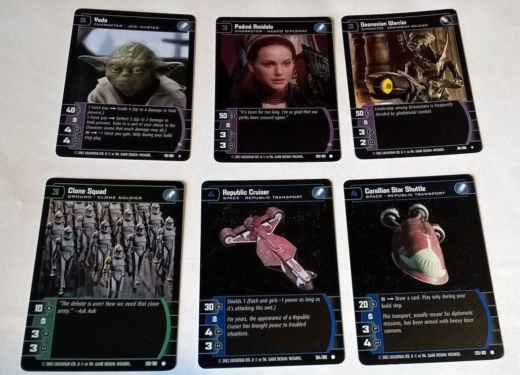 その他 STAR WARS  attack of the clones  wizards Lot 6 Cartes Star Wars TCG (Wizards) Attack of the Clones